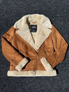 Faux fur shearling biker jacket